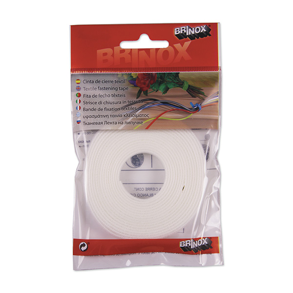 Mod. B4247-B Cinta de cierre téxtil doble cara 12mmx3m. Blanco [Blister 1 rollo]