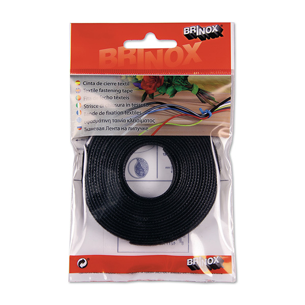 Mod. B4247-N Cinta de cierre téxtil doble cara 12mmx3m. Negro [Blister 1 rollo]