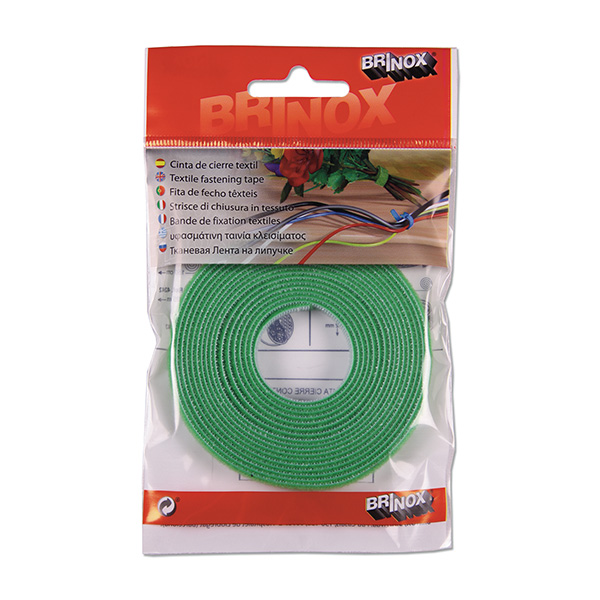 Mod. B4247-V Cinta de cierre téxtil doble cara 12mmx3m. Verde [Blister 1 rollo]