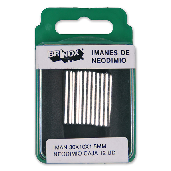 Mod. B4262-N Imán Neodimio. Neodimio. 30 x 10 x 1,5 mm [Caja-display 12 ud]