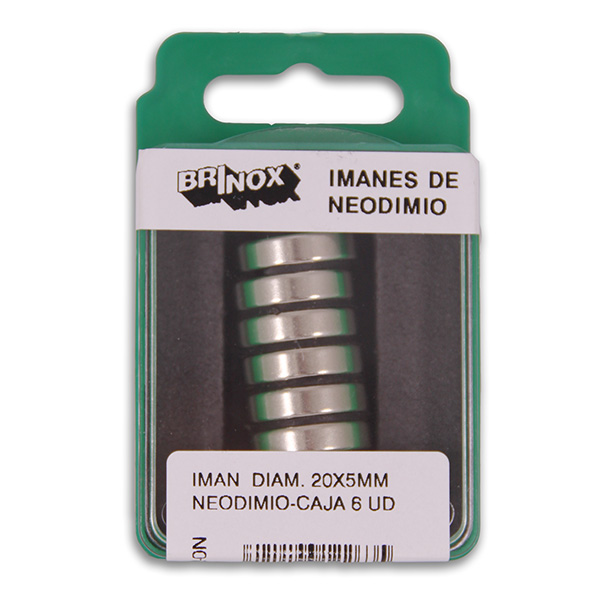 Mod. B4272-N Imán Neodimio. Neodimio. Ø20 x 5 mm [Caja-display 6 ud]