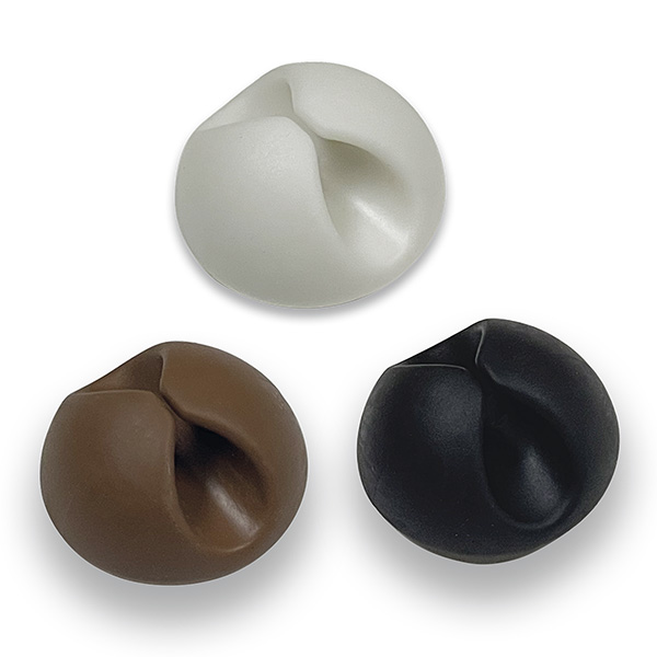 Mod. B4400-0 Sujetacables redondo. Adhesivo. Blanco-Marrón-Negro [Blister 6 unidades]