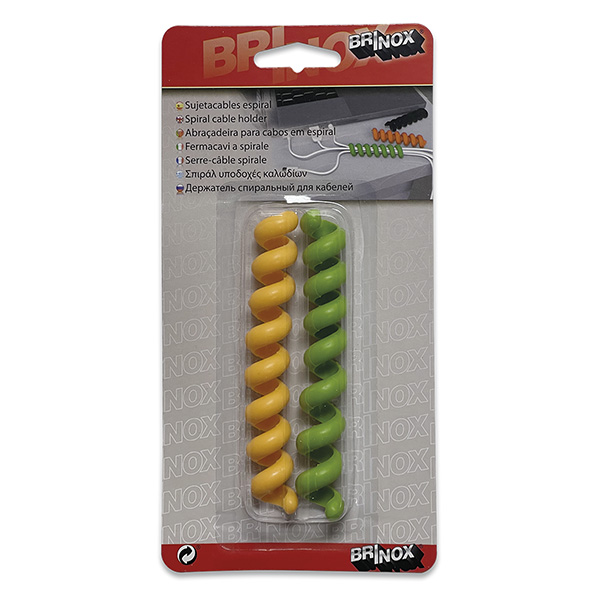 Mod. B4402-0 Sujetacables espiral. Verde-Naranja [Blister 2 unidades]