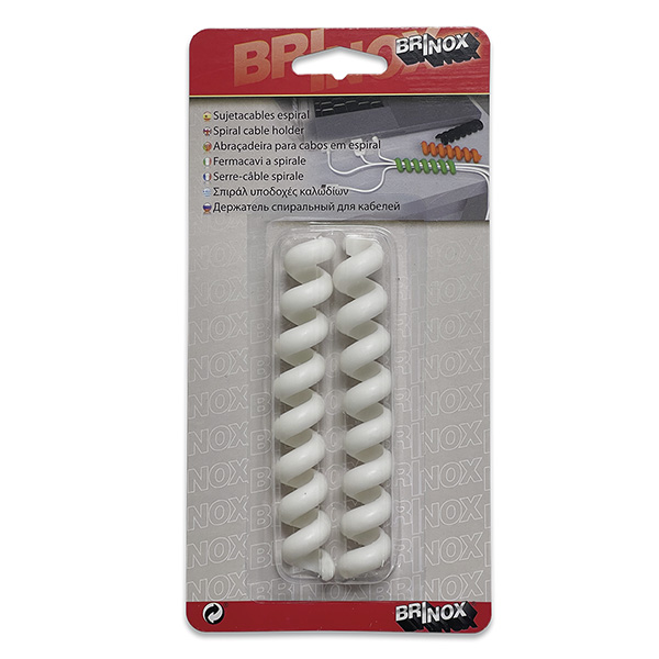 Mod. B4402-B Sujetacables espiral. Blanco [Blister 2 unidades]