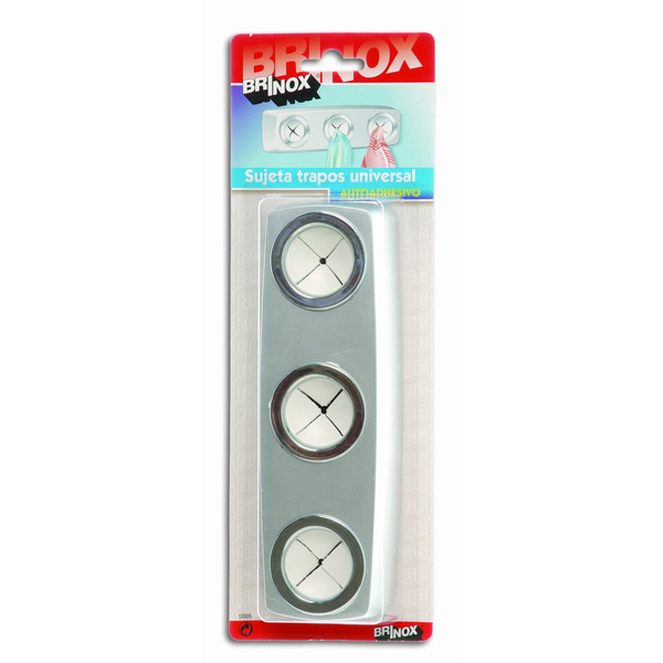 Mod. B5005-F Sujetatrapos. Cromado mate. 190 x 61 mm. Triple [Blister 1 unidad]