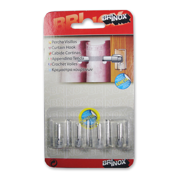 Mod. B5006-H Percha Visillos. Transparente. 17 x 25 mm [Blister 4 unidades]