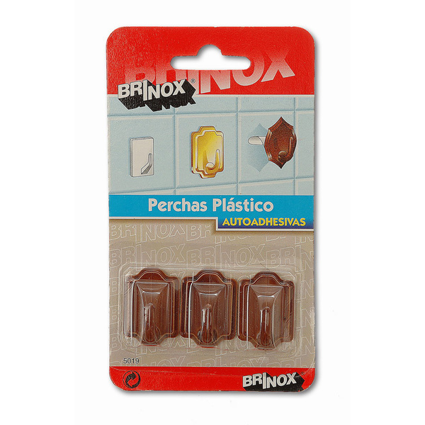 Mod. B5019-M Percha plástico. Cerámico marrón. 22 x 32 mm [Blister 3 unidades]