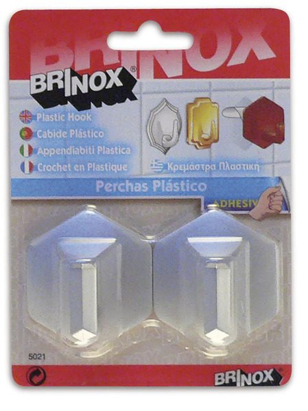 Mod. B5021-F Percha Hexagonal. Cromado mate. 44 x 49 mm [Blister 2 unidades]