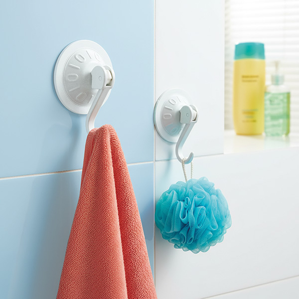 Mod. B5052-B Colgador articulado con Ventosa. Blanco. Ø 53 mm [Blister 2 unidades]