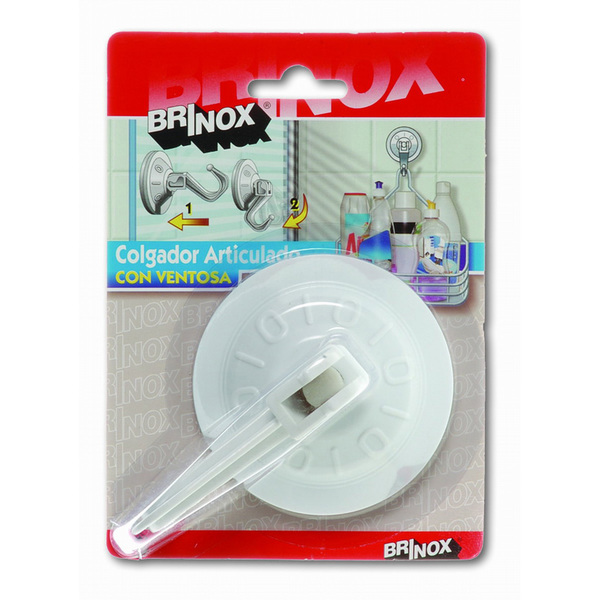 Mod. B5053-B Colgador articulado con Ventosa. Blanco. Ø 78 mm [Blister 1 unidad]