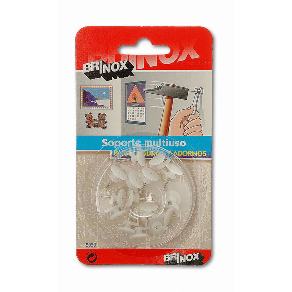 Mod. B5063-H Soporte multiuso. Transparente. Ø 11 mm [Blister 15 uds + aplic.]