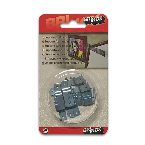 Mod. B5068-C Soporte cuelga cuadros 4,4 cm. Cincado [Blister 8 unidades]