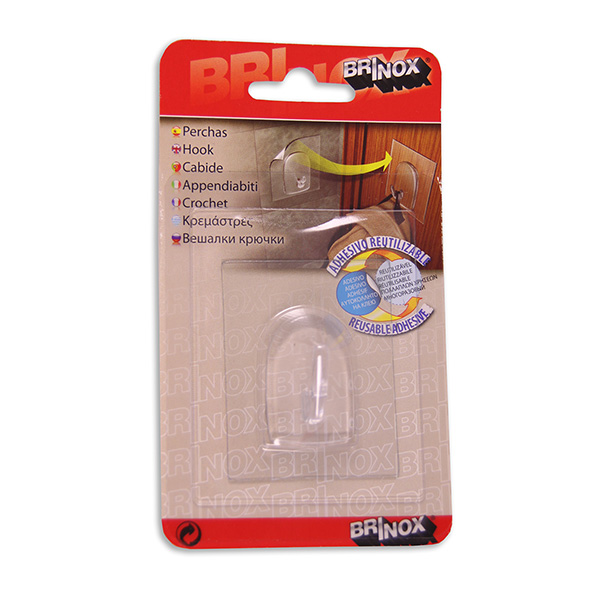Mod. B5100-H Percha Removible. Transparente. 61 x 48 mm [Blister 1 unidad]