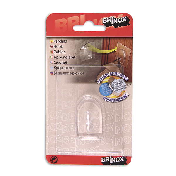 Mod. B5101-H Percha Removible. Transparente. 80 x 62 mm [Blister 1 unidad]