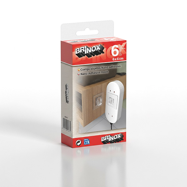 Mod. B5102-B Cuelga-objetos Nano adhesivo 6x6cm. Transparente. 6x6 cm [Caja-display 6 juegos]