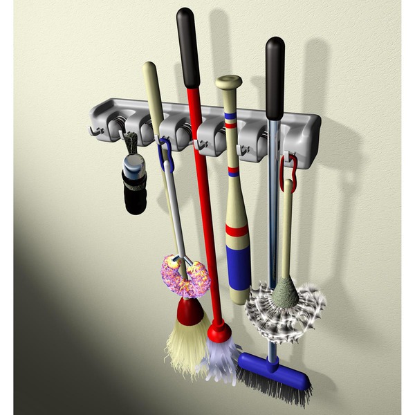 Mod. B5301-B Sujetaescobas. Blanco. 5 mangos [Caja-display]