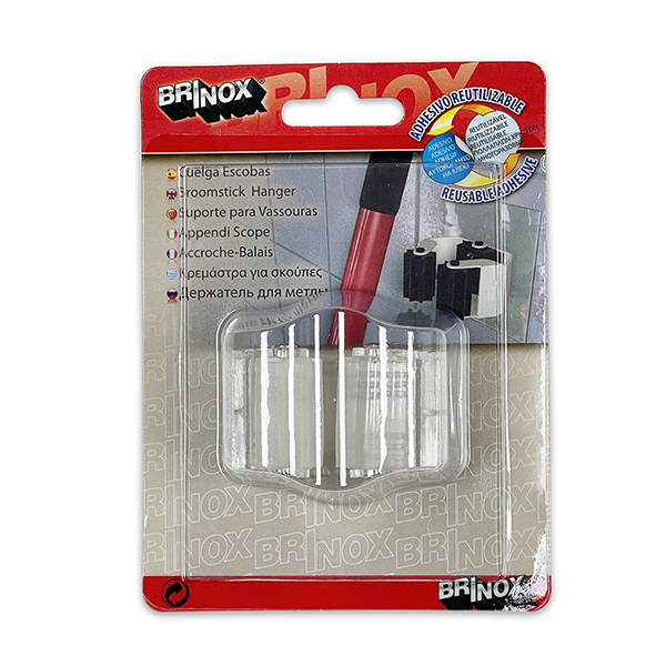 Mod. B5311-H Cuelga escobas plastico Removible. Transparente [Blister 1 unidad]
