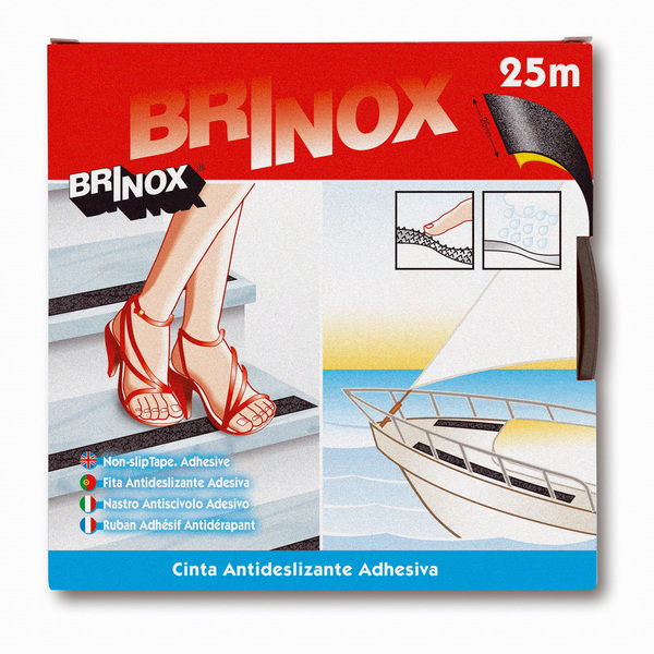 Mod. B6132-N Cinta Antideslizante adhesiva. Negro. 25 m. 25 mm [Caja-display 1 rollo]