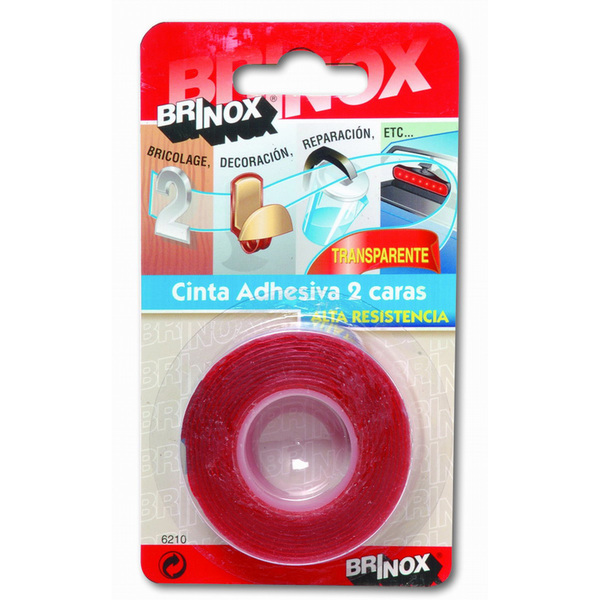 Mod. B6210-H Cinta adhesiva 2 caras alta resistencia. Transparente. 150 cm. 19 mm [Blister 1 rollo]