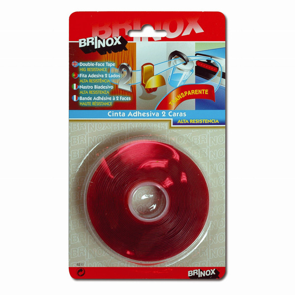 Mod. B6211-H Cinta adhesiva 2 caras alta resistencia. Transparente. 5 m. 19 mm [Blister 1 rollo]