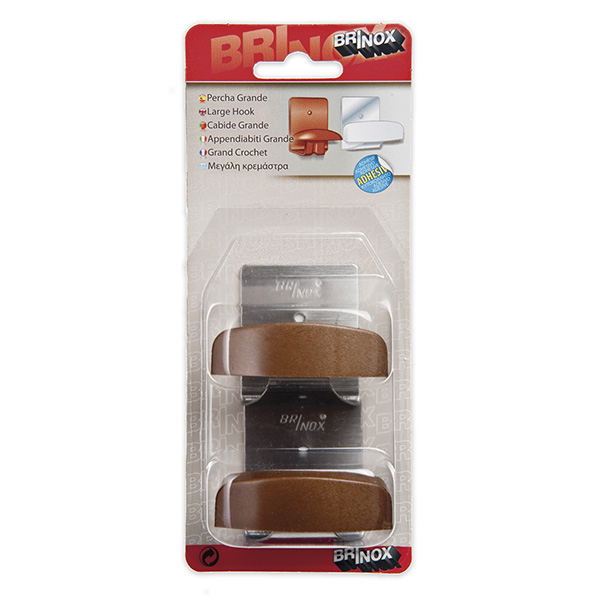 Mod. B7044-Z Percha Grande. Acero. Madera. 42 x 50 mm [Blister 2 unidades]