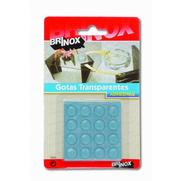 Mod. B7063-H Gotas protectoras adhesivas. Transparente. Ø 12 mm. Alto 2,5 mm [Blister 16 pastillas]