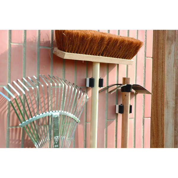 Mod. B7064-D Cuelga escobas con rodillos Individual. Lacado Blanco. 35 x 55 mm [Blister 2 unidades]