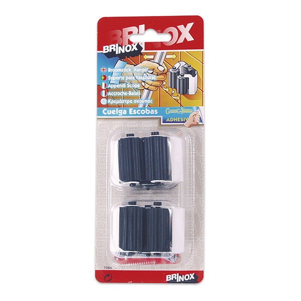 Mod. B7064-D Cuelga escobas con rodillos Individual. Lacado Blanco. 35 x 55 mm [Blister 2 unidades]