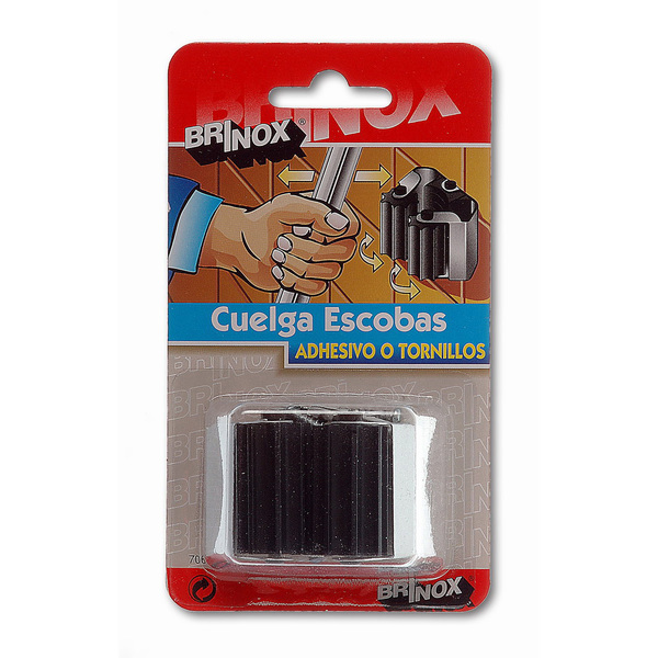 Mod. B7064-F Cuelga escobas con rodillos Individual. Cromado mate. 35 x 55 mm [Blister 1 unidad]