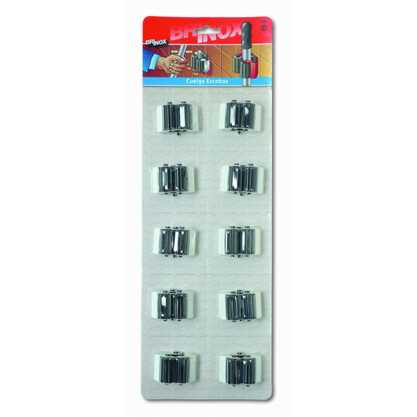 Mod. B7064-D Cuelga escobas con rodillos Individual. Lacado Blanco. 35 x 55 mm [Expositor 10 uds]