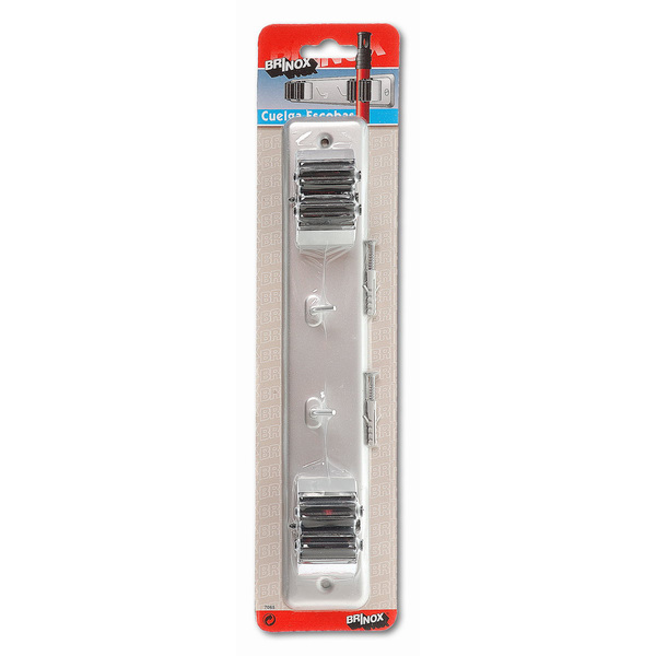 Mod. B7065-F Cuelga escobas con rodillos. Cromado mate. 275 x 50 mm. Doble [Blister 1 unidad]