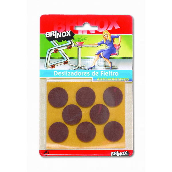 Mod. B7071-M Deslizadores Fieltro. Marrón. Ø 25 mm [Blister 8 discos]