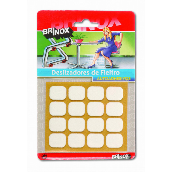 Mod. B7072-B Deslizadores Fieltro. Blanco. 16 x 20 mm [Blister 16 rectángulos]