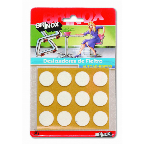 Mod. B7073-B Deslizadores Fieltro. Blanco. Ø 20 mm [Blister 12 discos]