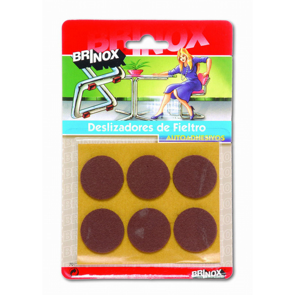 Mod. B7075-M Deslizadores Fieltro. Marrón. Ø 30 mm [Blister 6 discos]