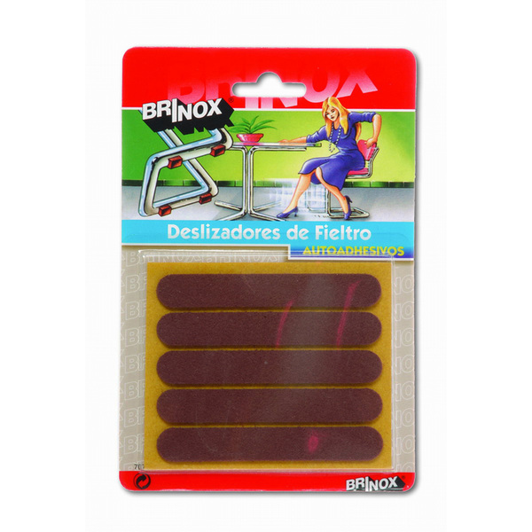 Mod. B7076-M Deslizadores Fieltro. Marrón. 13 x 91 mm [Blister 5 tiras]