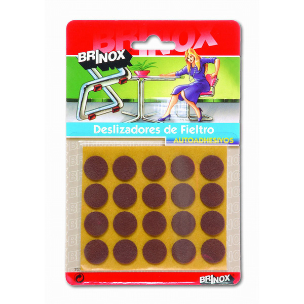 Mod. B7077-M Deslizadores Fieltro. Marrón. Ø 16 mm [Blister 20 discos]