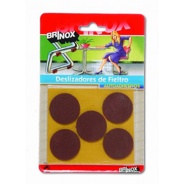 Mod. B7080-M Deslizadores Fieltro. Marrón. Ø 35 mm [Blister 5 discos]
