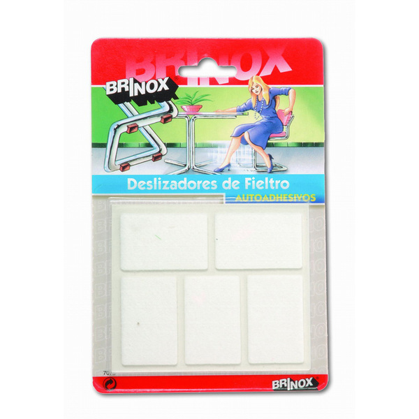 Mod. B7081-B Deslizadores Fieltro. Blanco. 28 x 44 mm [Blister 5 rectángulos]