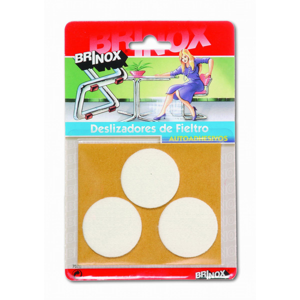 Mod. B7082-B Deslizadores Fieltro. Blanco. Ø 42 mm [Blister 3 discos]