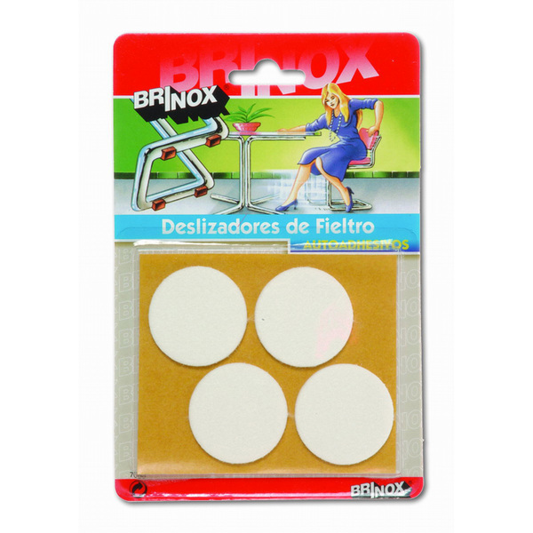 Mod. B7083-B Deslizadores Fieltro. Blanco. Ø 38 mm [Blister 4 discos]