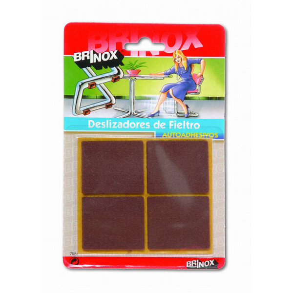 Mod. B7084-M Deslizadores Fieltro. Marrón. 44x38 mm [Blister 4 rectángulos]
