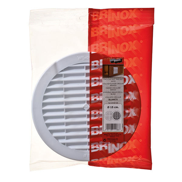 Mod. B7097-B Rejilla Circular con mosquitera. Blanco. Ø 15 cm [Blister 1 conjunto]