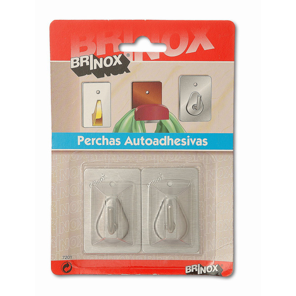 Mod. B7201-E Percha Gancho grande. Acero Inoxidable. 36 x 53 mm [Blister 2 unidades]