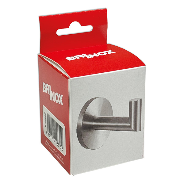 Mod. B7223-E Percha baño. Ángulo. Acero satinado [Caja-display 1 unidad]