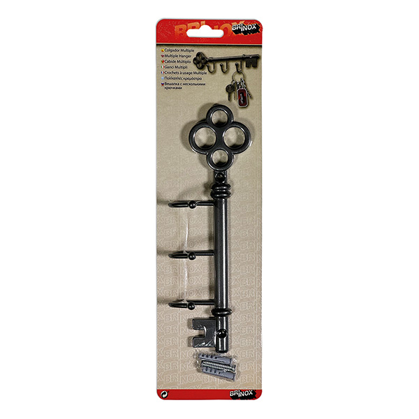 Mod. B7247-E Perchero Llave 3 ganchos. Acero antiguo [Blister 1 unidad]