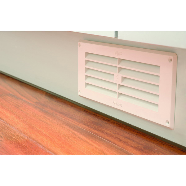 Mod. B7262-B Rejilla Horizontal con mosquitera. Blanco. 10,5 x 27 cm [Blister 1 conjunto]