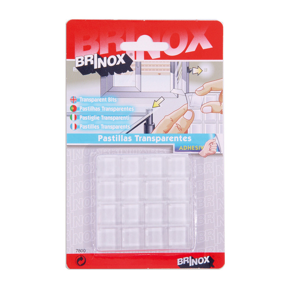 Mod. B7800-H Pastillas Protectoras Adhesivas. Transparente. 15 x 15 mm [Blister 16 cuadros]