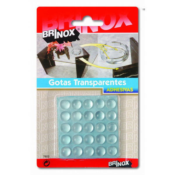 Mod. B7802-H Gotas protectoras adhesivas. Transparente. Ø 10 mm. Alto 5 mm [Blister 25 pastillas]