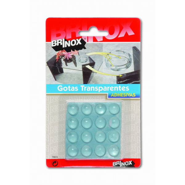 Mod. B7803-H Gotas protectoras adhesivas. Transparente. Ø 12 mm. Alto 6 mm [Blister 16 pastillas]